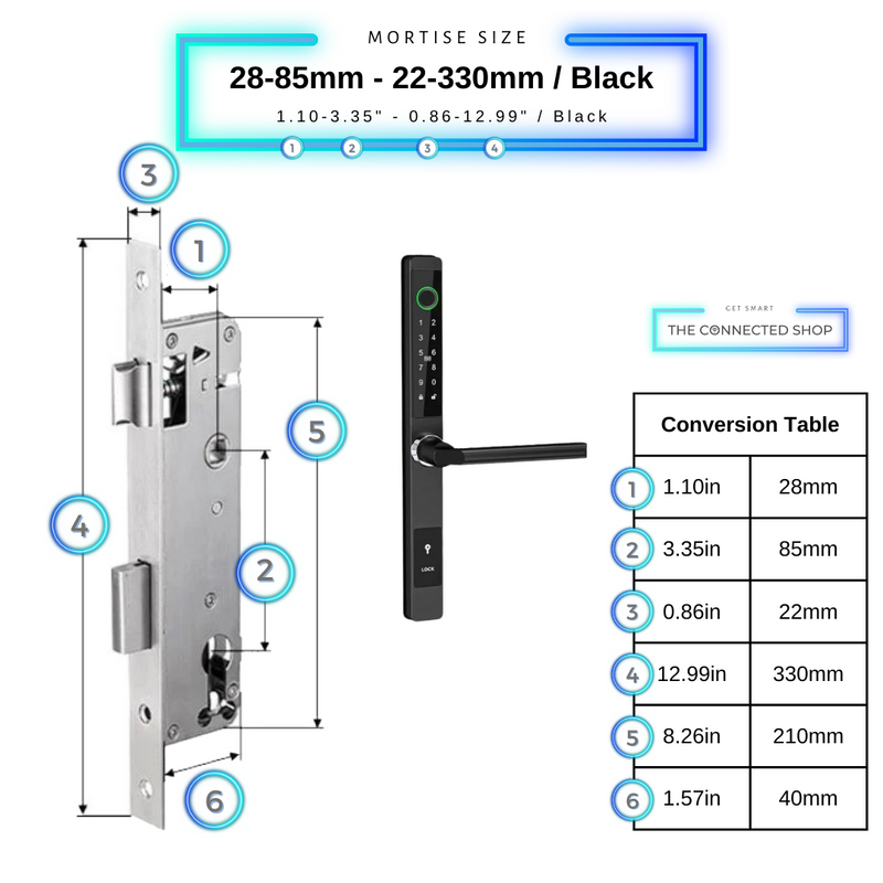 Smart Door Lock Sleek Black 2885 330mm