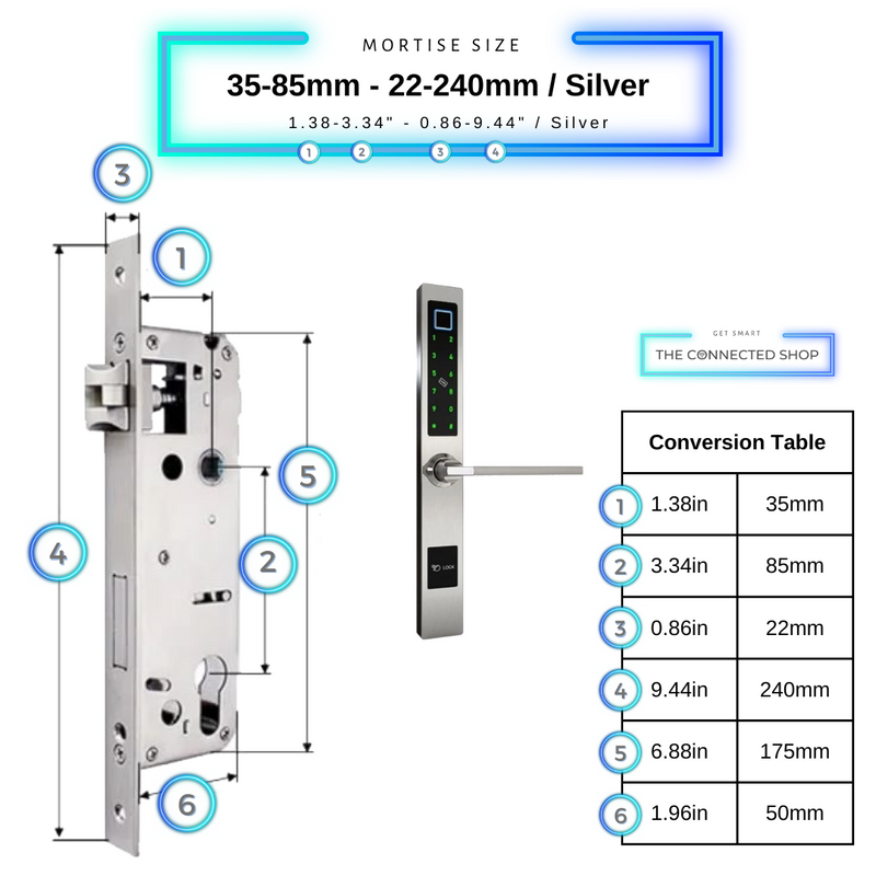 Smart Door Lock Sleek Silver 3585 240mm