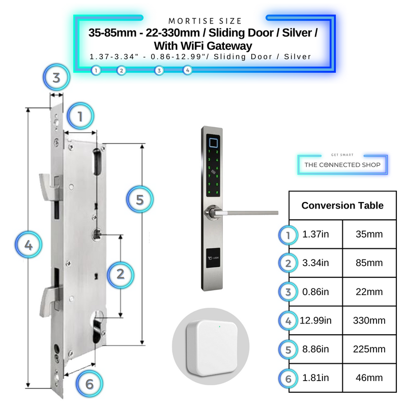 Smart Door Lock Sleek Silver 3585 330mm sliding door wifi gateway
