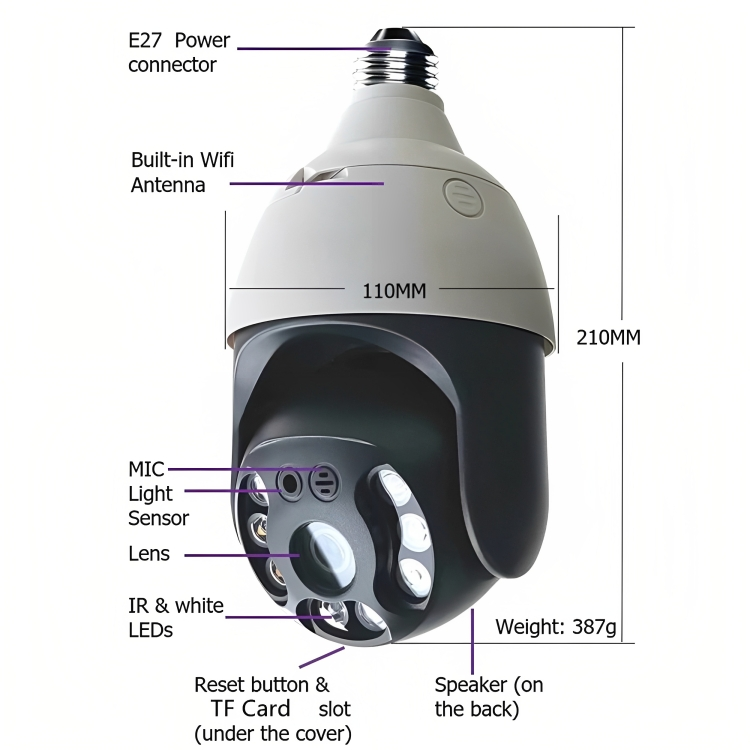Sizes Smart Lightbulb Camera