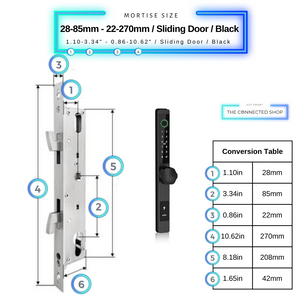 Smart Door Lock Thin - 28-85mm (22x270mm) Sliding Door - Black - No WiFi Gateway