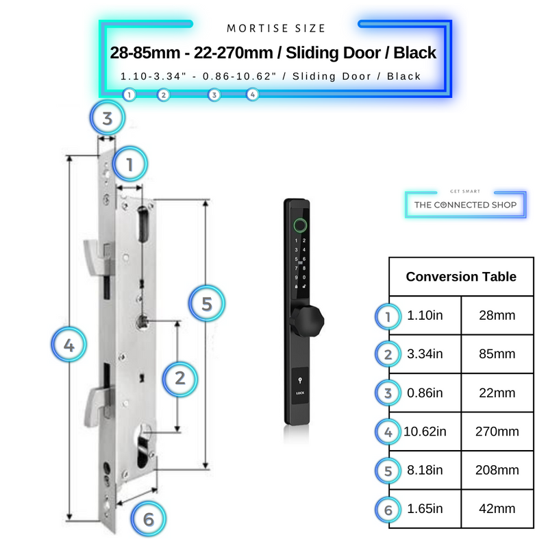 Smart Door Lock Thin 28-85-22-270SlidingThinBlack