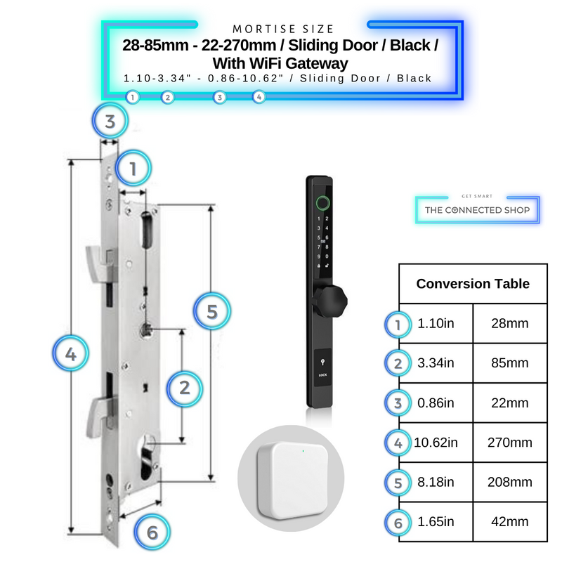Smart Door Lock Thin 28-85-22-270SlidingThinBlackw_WiFiGateway