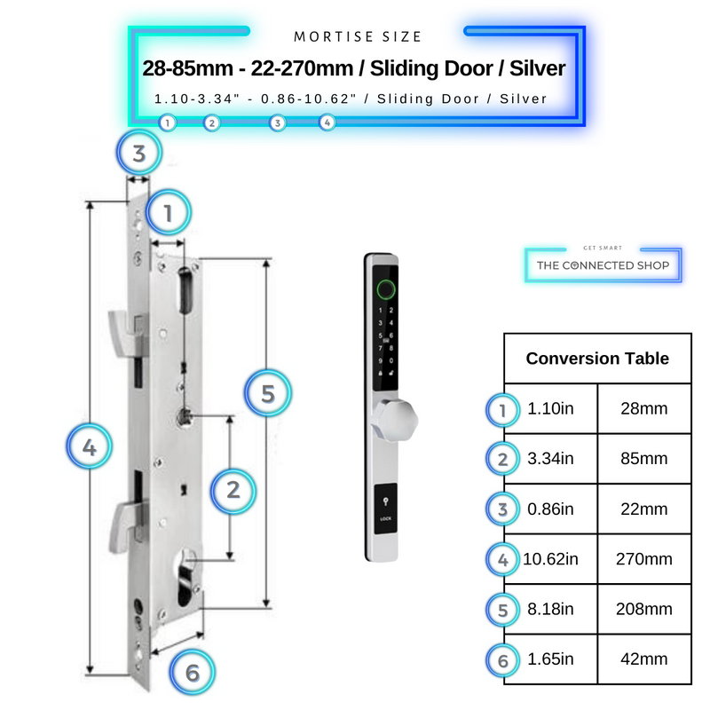 Smart Door Lock Thin 28-85-22-270SlidingThinSilver