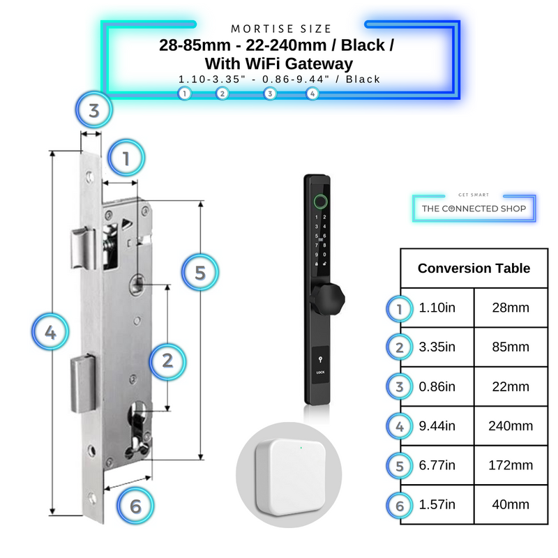 Smart Door Lock Thin 28-85mm-22-270mm_Blackw_WiFiGateway