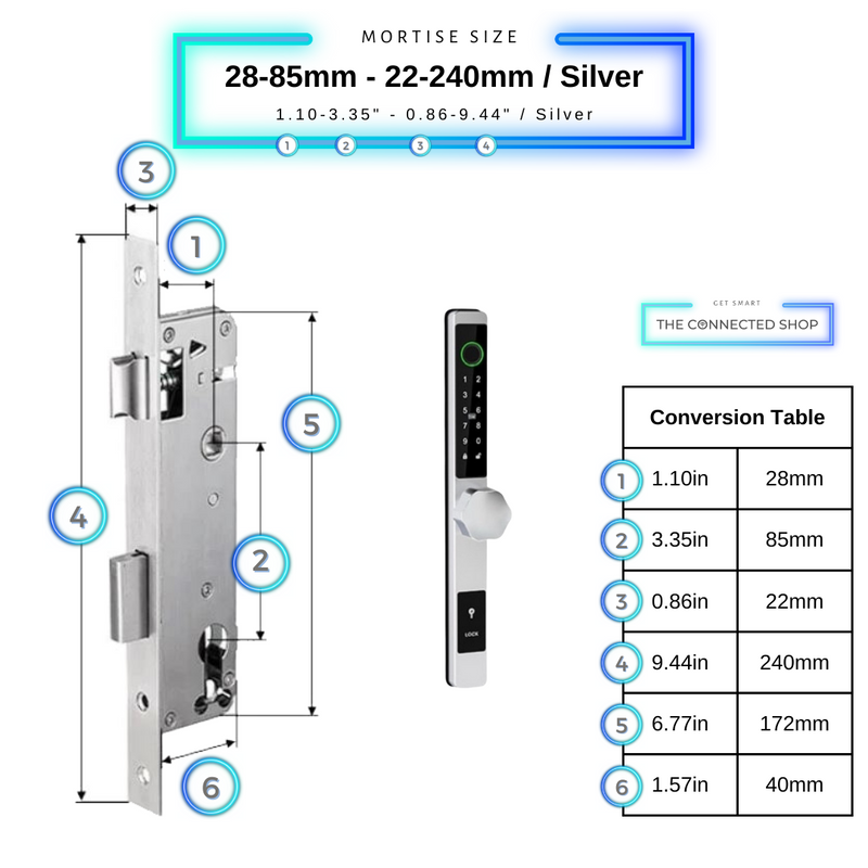 Smart Door Lock Thin 28-85mm-22-270mm_Silver