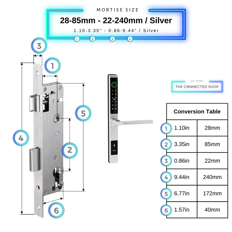 Sliding Door Smart Door Lock    28-85mm-22-270mm_Silver