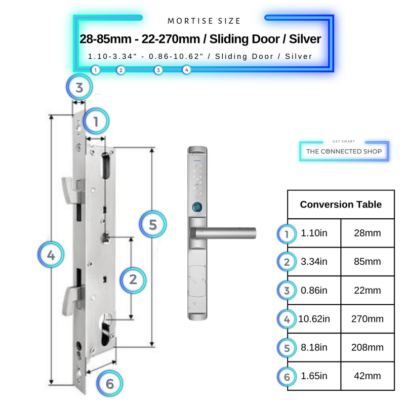 Sliding Door Smart Lock 28-85mm_22x270mm_SlidingDoorSilver