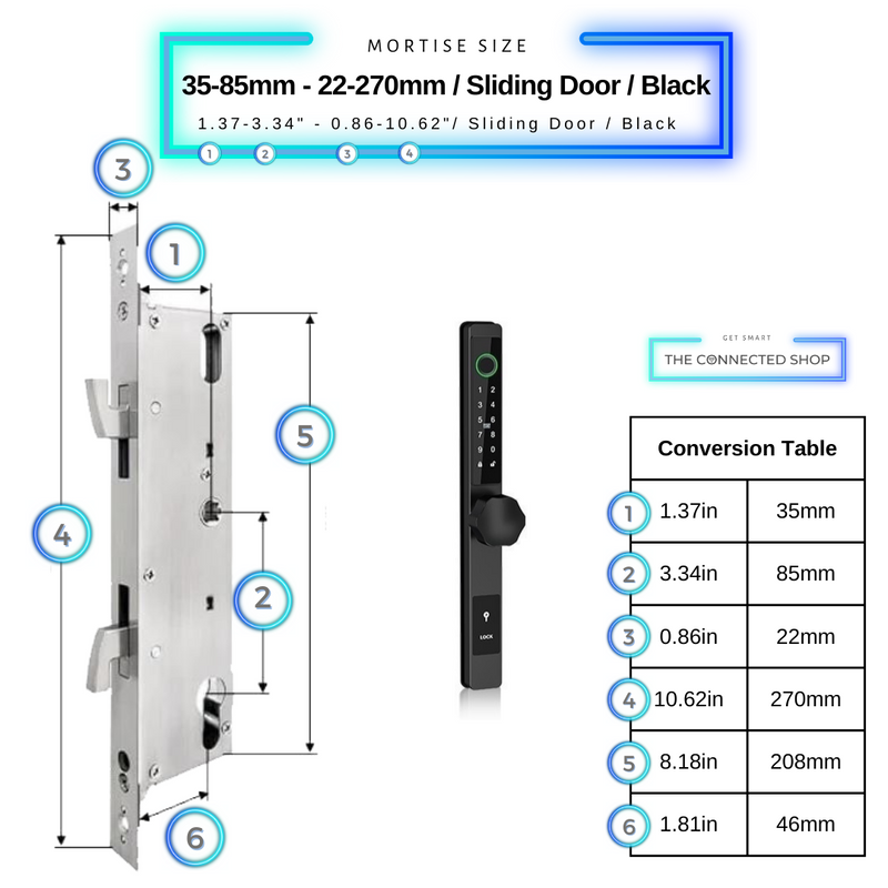 Smart Door Lock Thin 35-85mm-22-270mm_SlidingDoor_Black