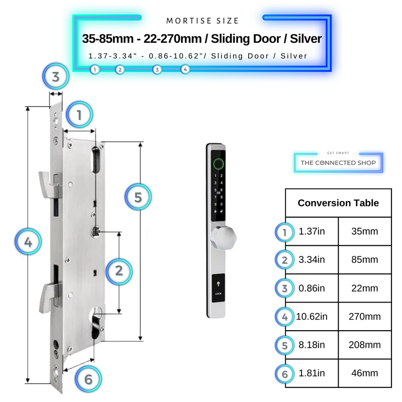 Smart Door Lock Thin 35-85mm-22-270mm_SlidingDoor_Silver