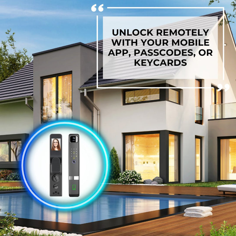 3D Face Recognition Smart Door Lock - Black - No Mortise -