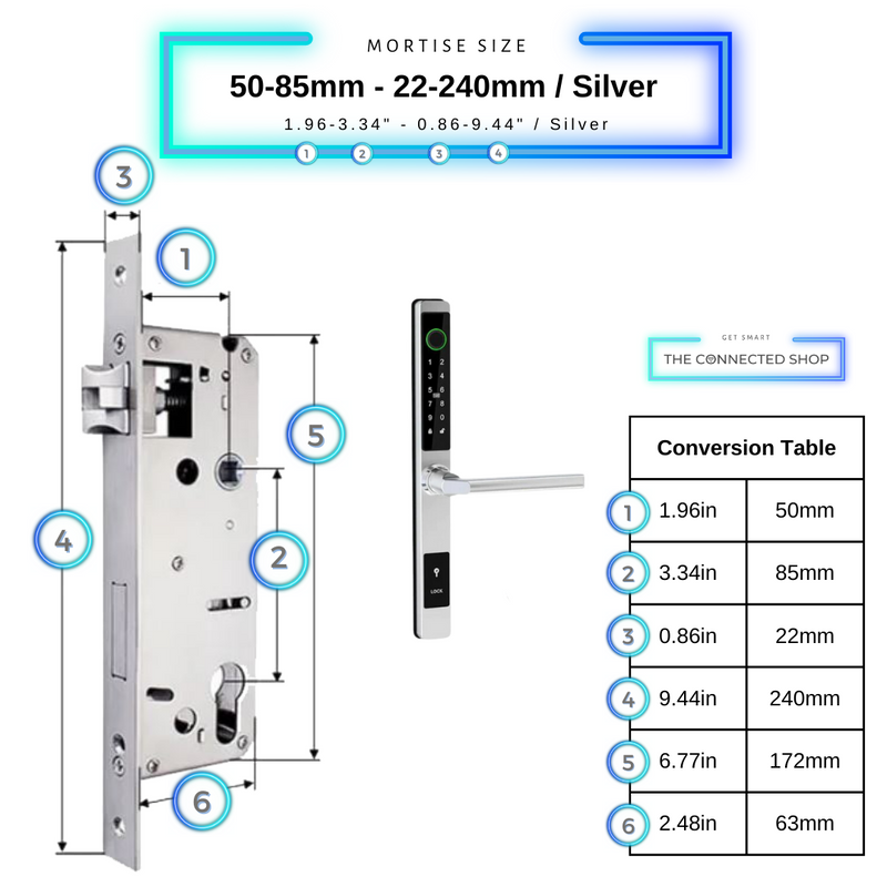 Sliding Door Smart Door Lock    50-85mm-22-240mm_Silver