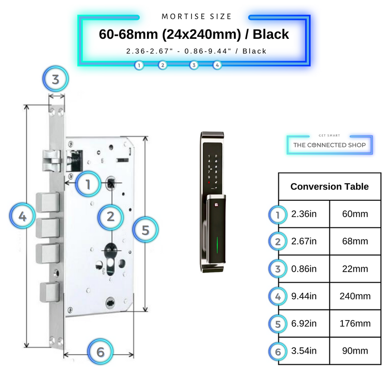 Black Video Smart Door Lock 6068mm 24240mm