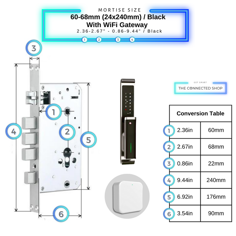 Black Video Smart Door Lock 6068mm 30240mm multipoint with gateway