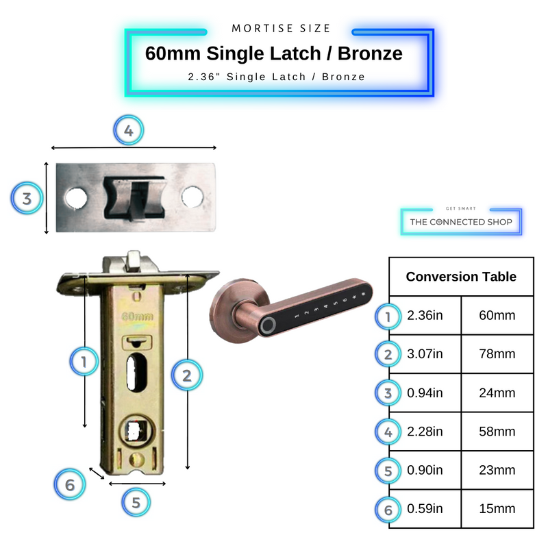Bronze Fingerprint Smart Door Lock 60mm latch