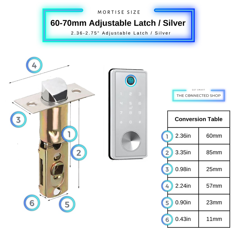Deadbolt Smart Door Lock silver adjustable latch