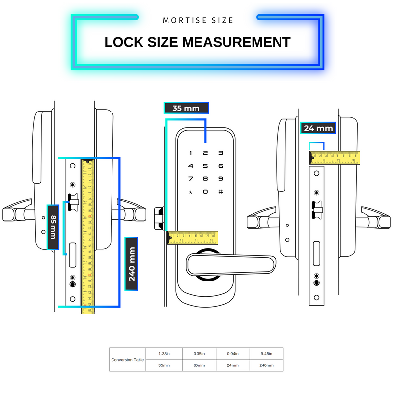 Smart Door Lock Slim Lock Size Measurement