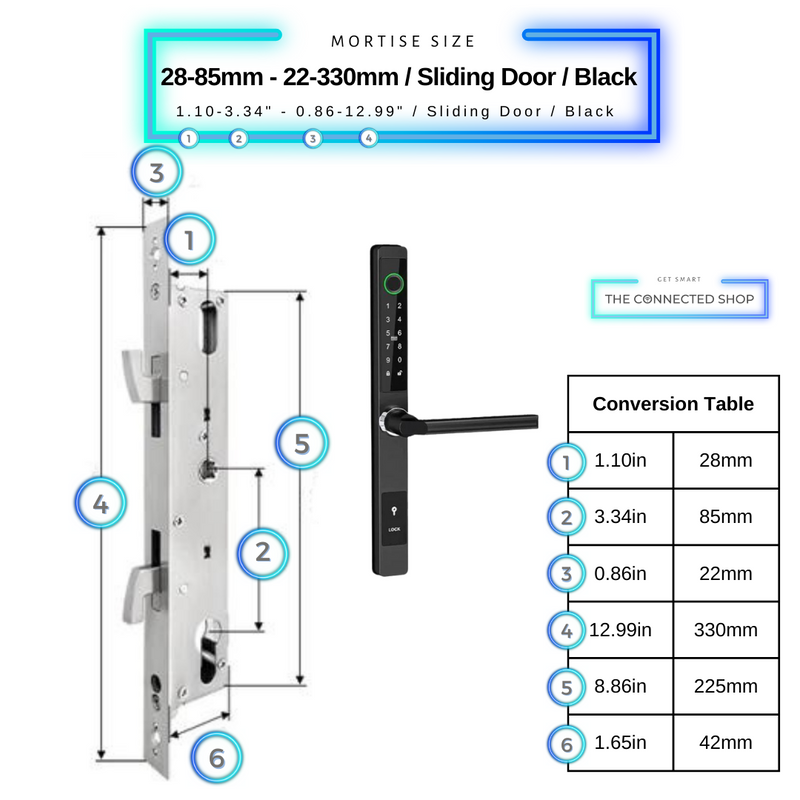 Smart Door Lock Sleek Black 2885 330mm sliding door