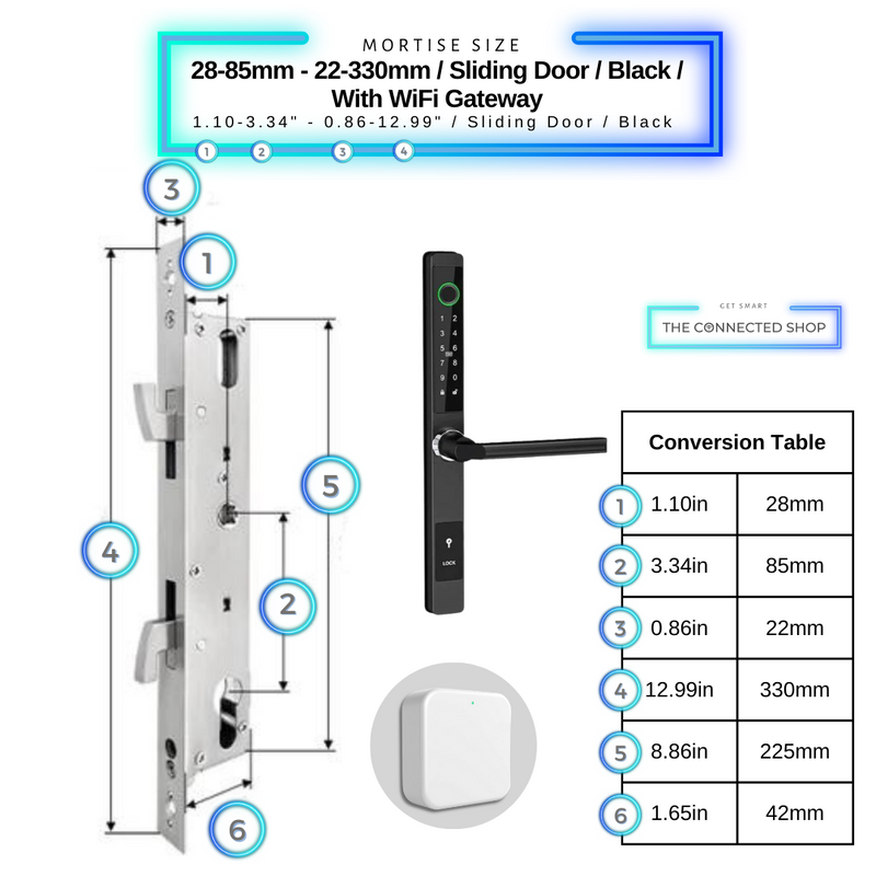 Smart Door Lock Sleek Black 2885 330m sliding door wifi gateway