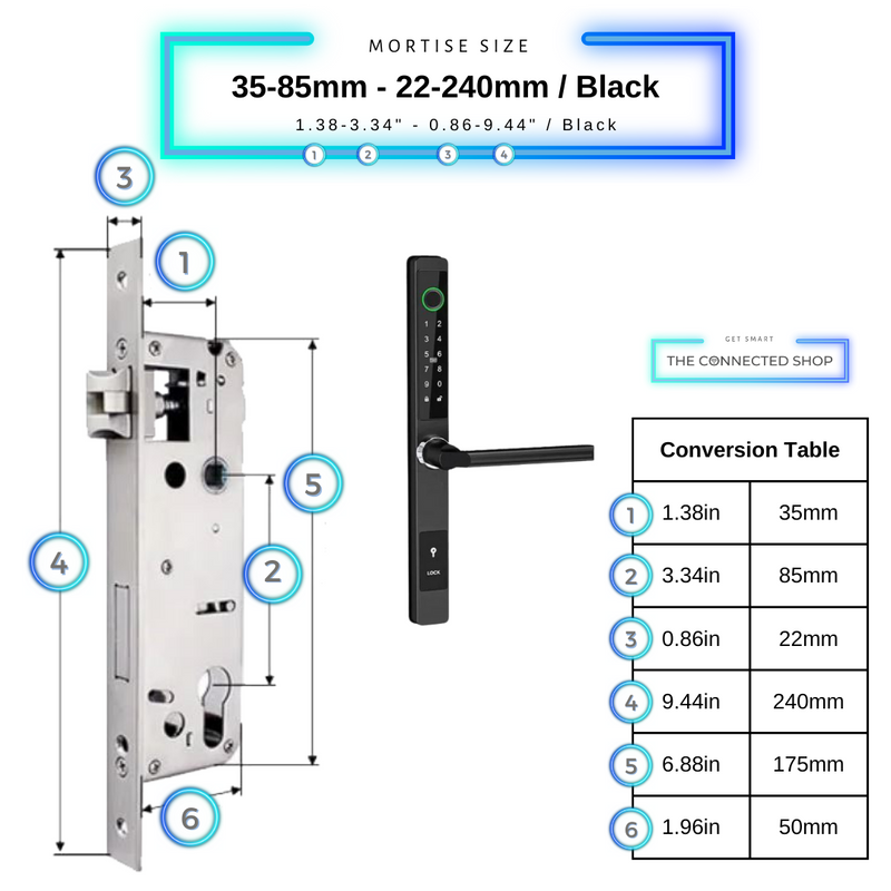 Smart Door Lock Sleek Black 3585 240mm