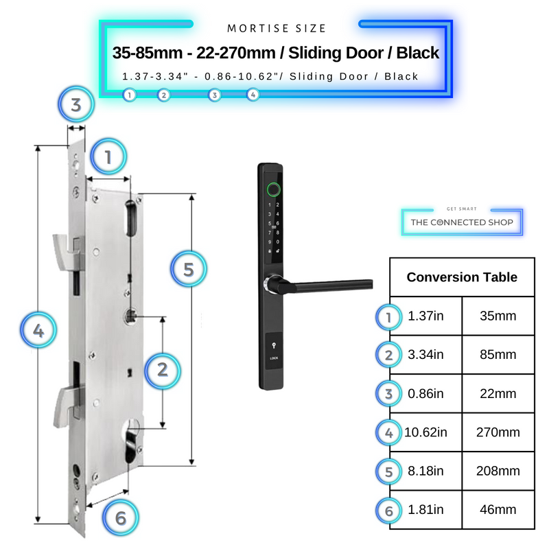 Smart Door Lock Sleek Black 3585 270mm sliding door