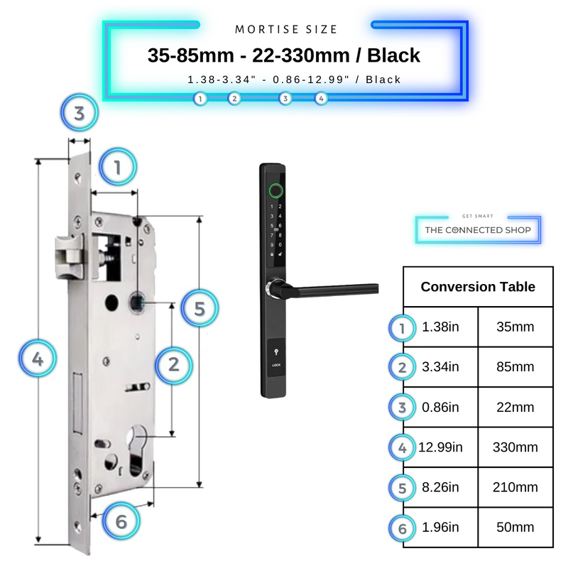 Smart Door Lock Sleek Black 3585 330mm