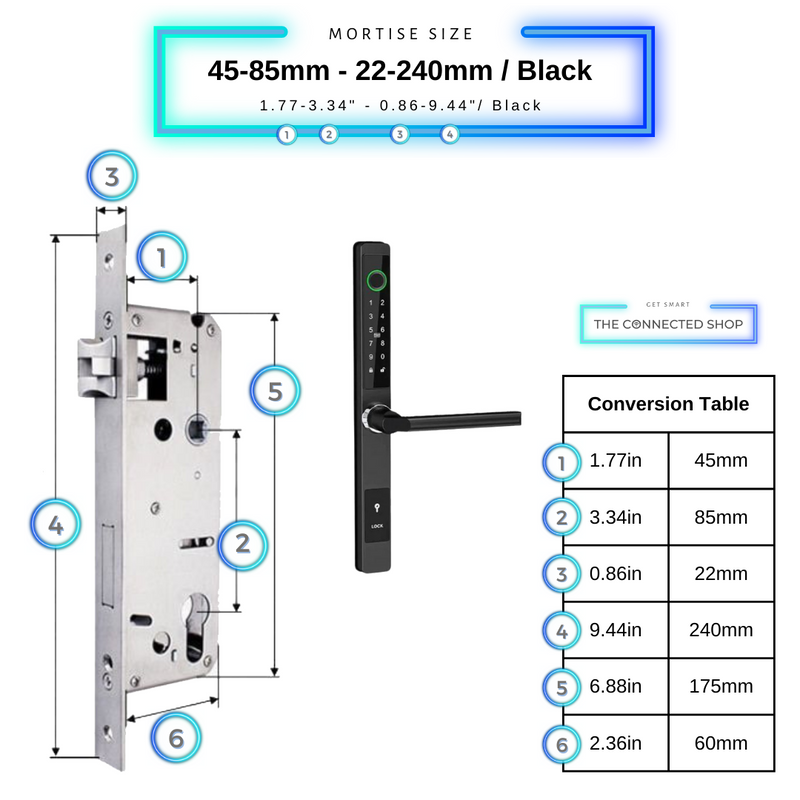 Smart Door Lock Sleek Black 4585 240mm