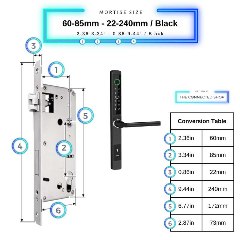 Smart Door Lock Sleek Black 6085 240mm