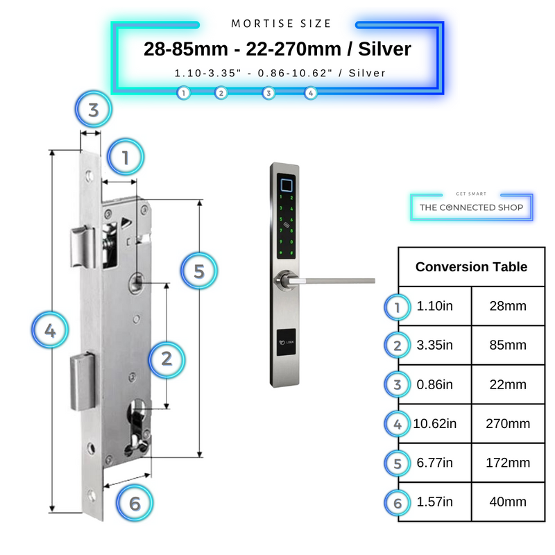 Smart Door Lock Sleek Silver 2885 270mm
