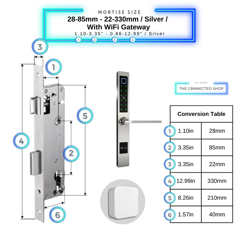 Smart Door Lock Sleek Silver 2885 330mm wifi gateway