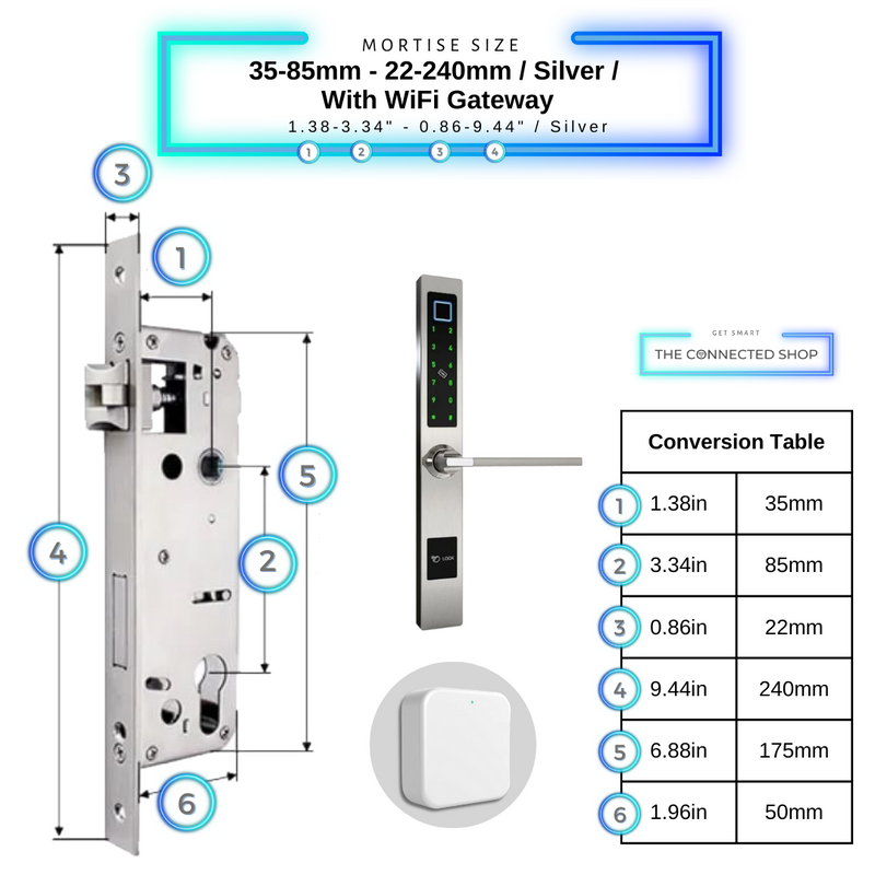 Smart Door Lock Sleek Silver 3585 240mm wifi gateway