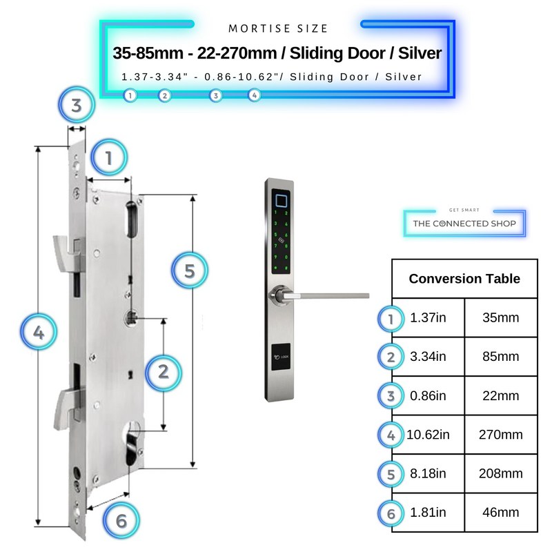 Smart Door Lock Sleek Silver 3585 270mm sliding door
