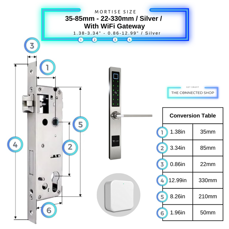 Smart Door Lock Sleek Silver 3585 330mm wifi gateway