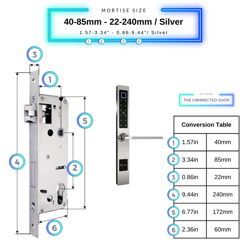 Smart Door Lock Sleek Silver 4085 240mm