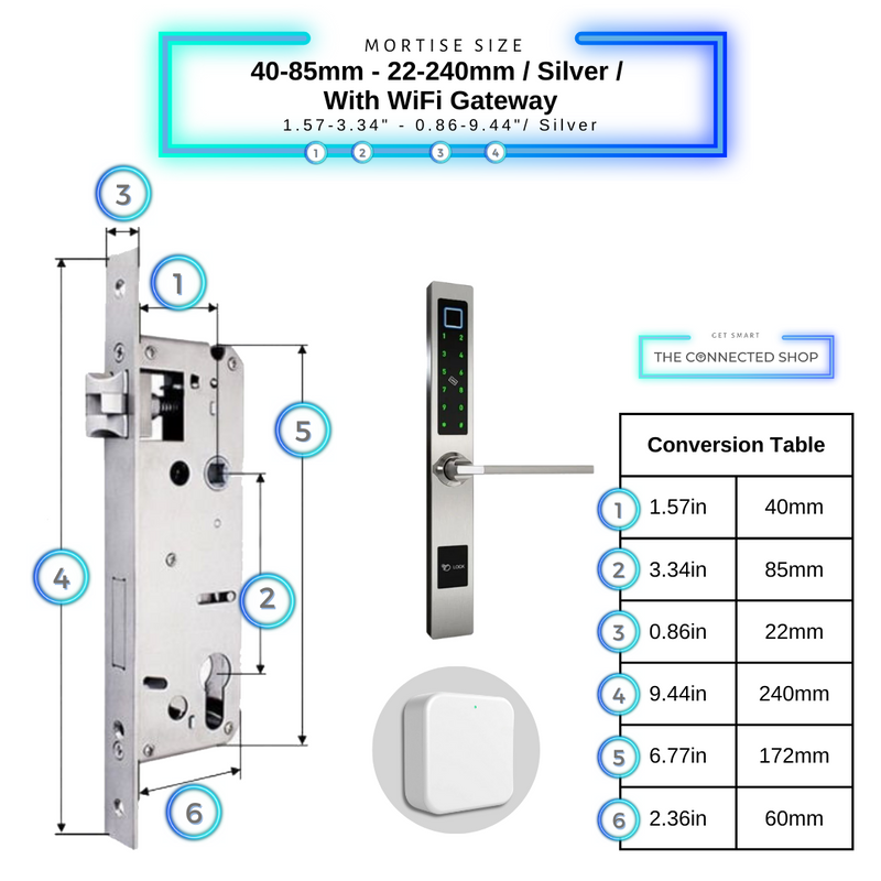 Smart Door Lock Sleek Silver 4085 240mm wifi gateway