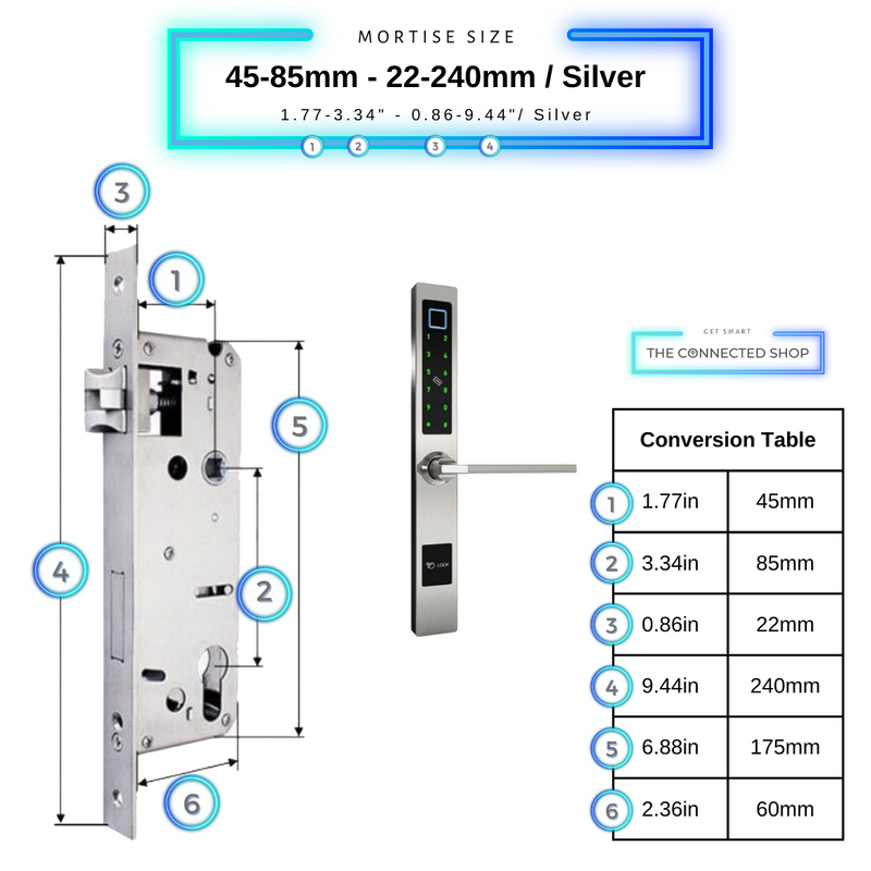 Smart Door Lock Sleek Silver 4585 240mm