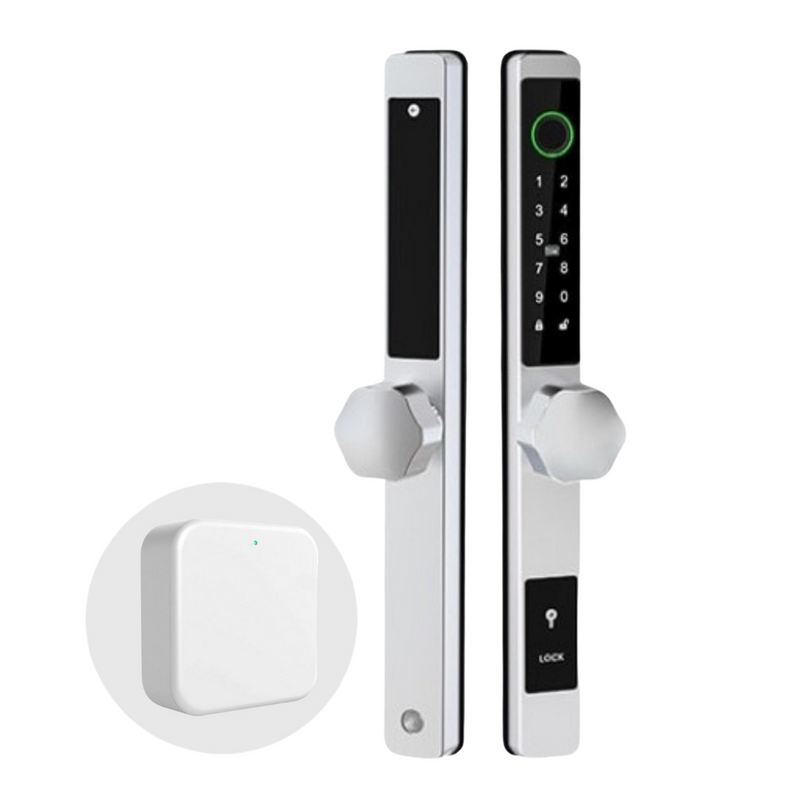 Smart Door Lock Thin Silver with Bluetooth Gateway