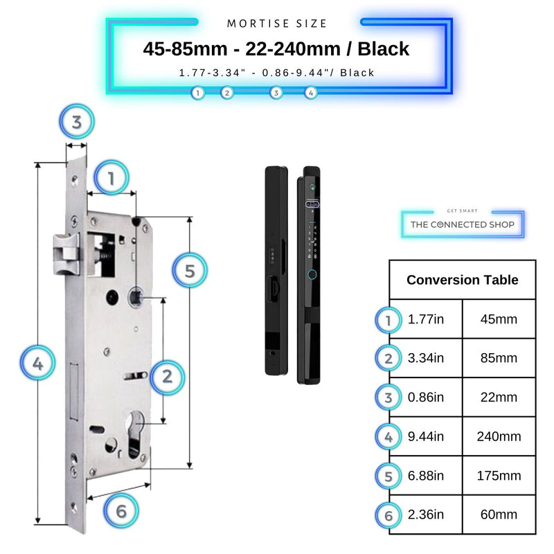 Auto Lock Smart Door Lock - Black - 45-85mm (22x240mm) -