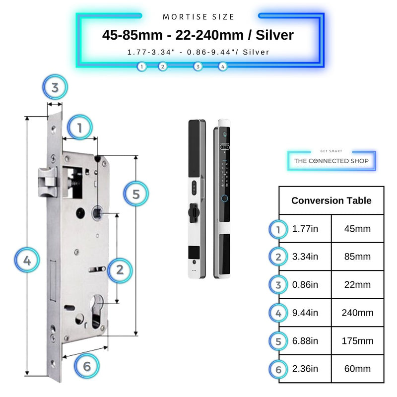 Auto Lock Smart Door Lock - Silver - 45-85mm (22x240mm) -