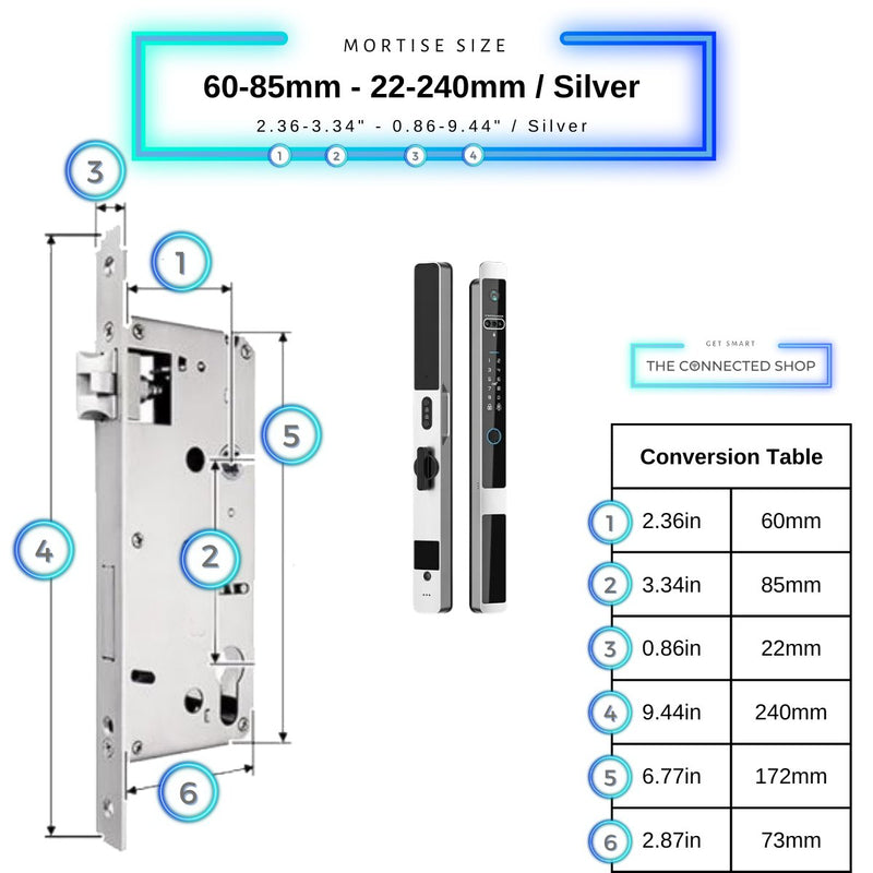 Auto Lock Smart Door Lock - Silver - 60-85mm (22x240mm) -