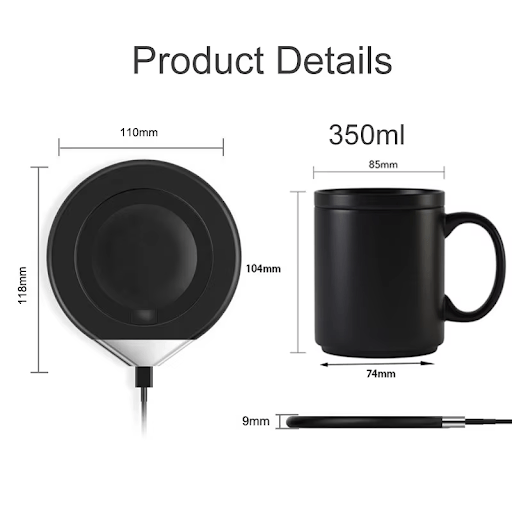 Mug Warmer Wireless Charger size