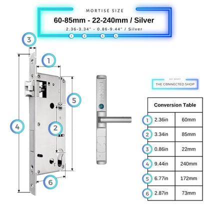 Swing Door Smart Lock - 60-85mm (22x240mm) - Silver - Without Gateway