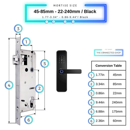 Smart Door Lock - 45-85mm (22x240mm) - Black -