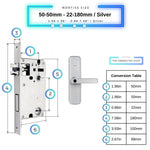 Smart Door Lock - 50-50mm (22x180mm) - Silver -