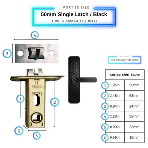Smart Door Lock - 50mm Single Latch - Black -