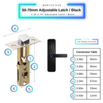 Smart Door Lock - 60-70mm Adjustable - Black -