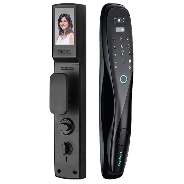 Smart Door Lock Camera Fingerprint WiFi - Black - No Mortise -