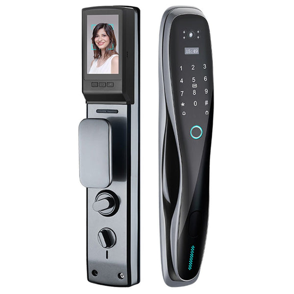 Smart Door Lock Camera Fingerprint WiFi - Silver - No Mortise -