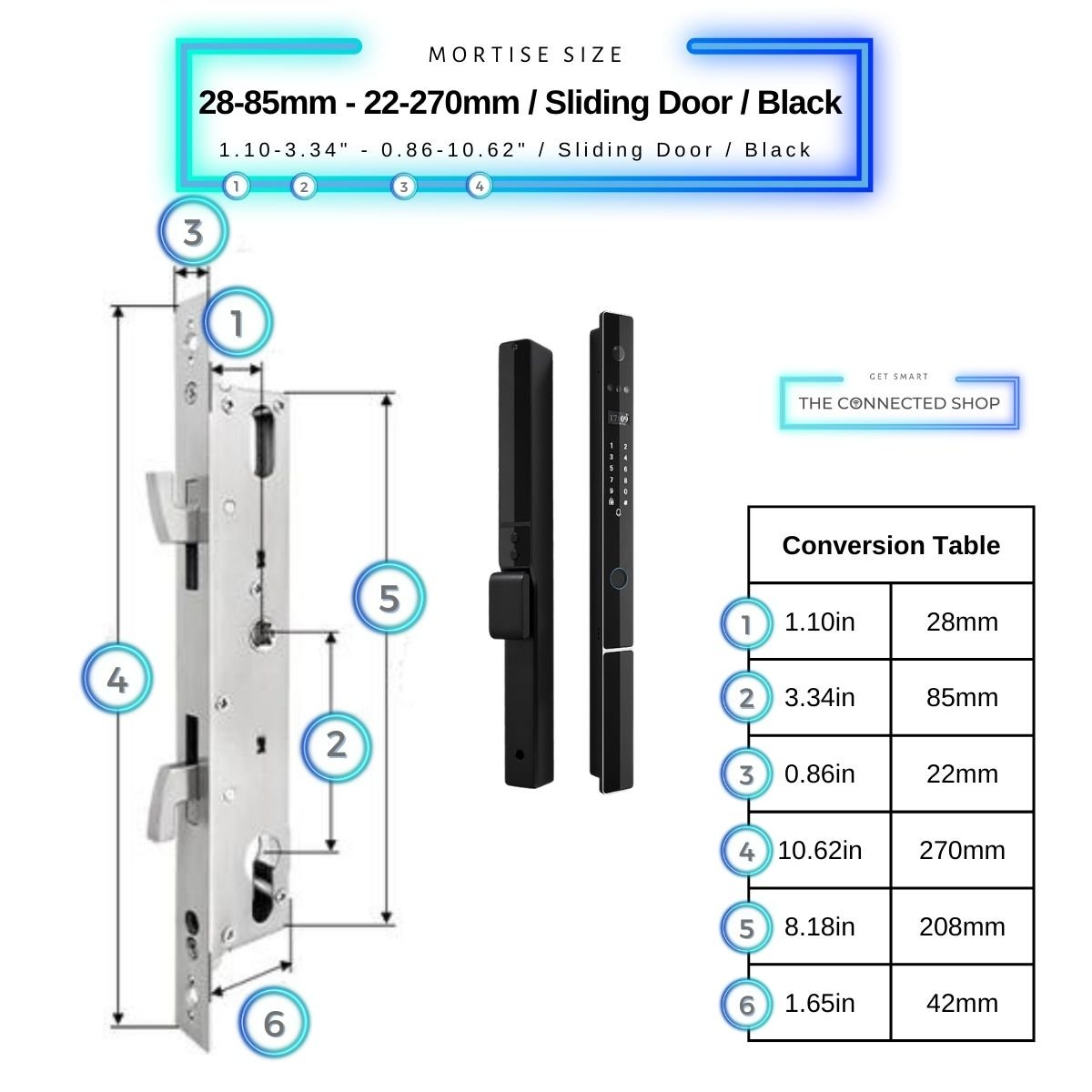Smart Door Lock Next Gen Plus - Black - 28-85mm (22x270mm) Sliding Door