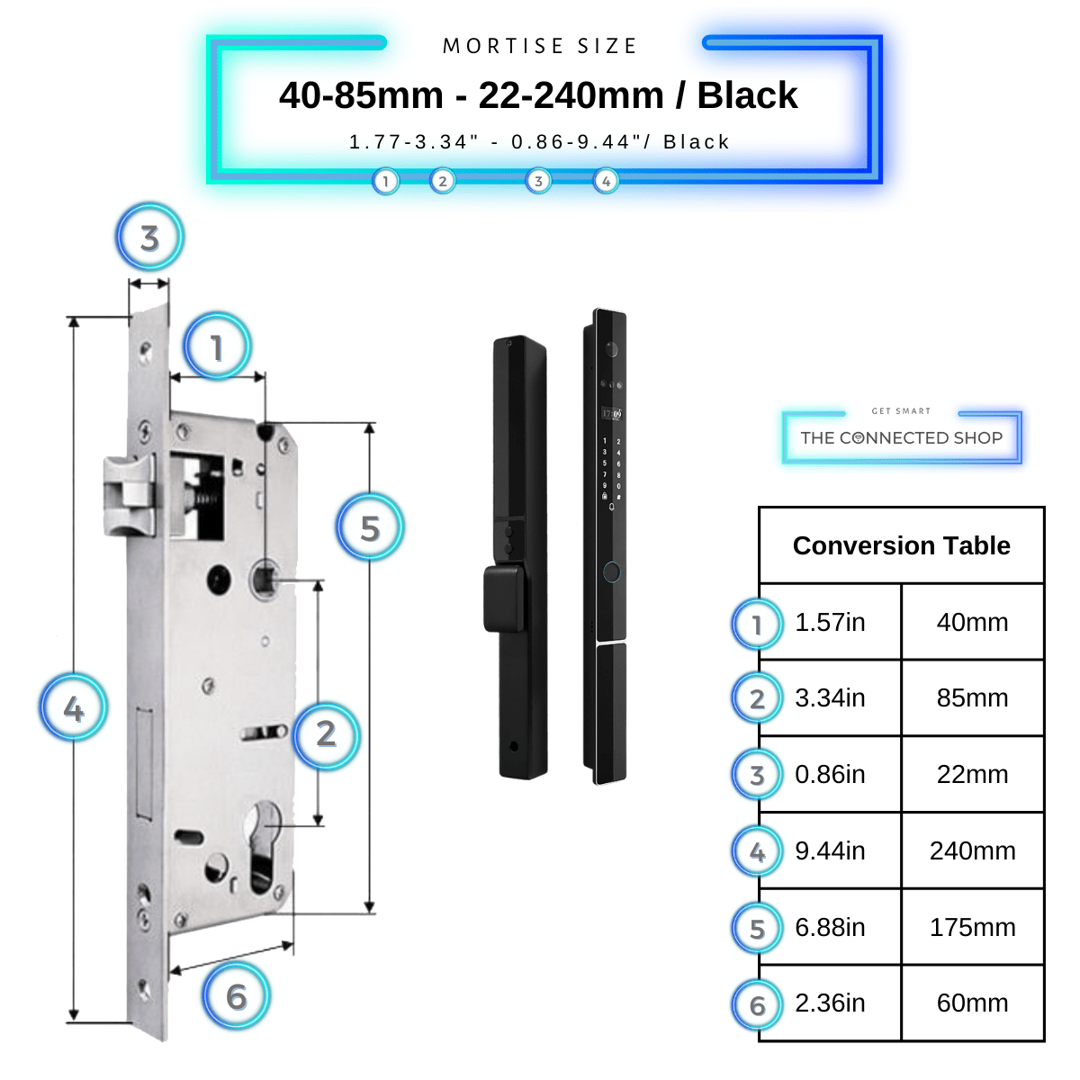 Smart Door Lock Next Gen Plus - Black - 40-85mm (22x240mm)